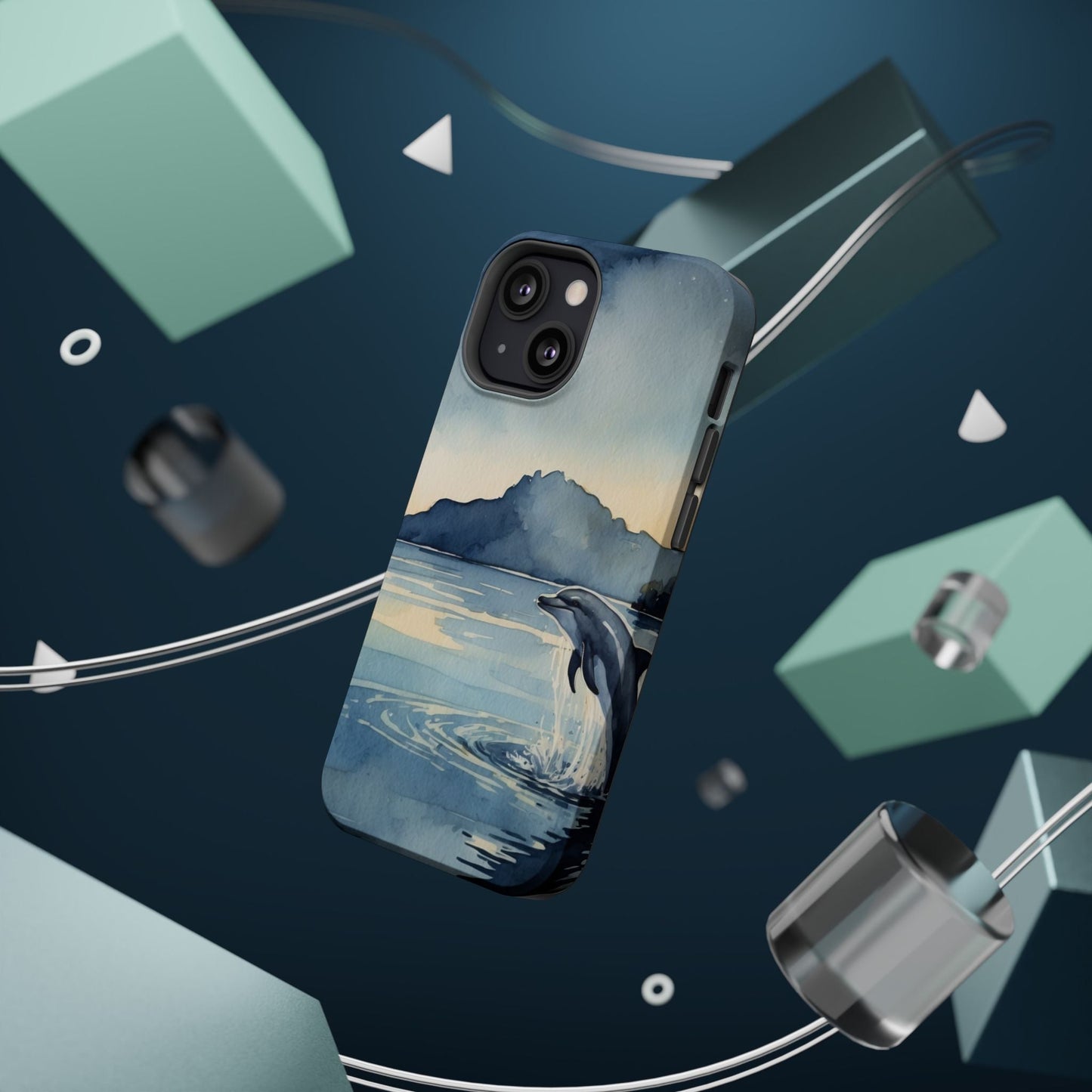 Moonlight Dolphin Watercolor MagSafe iPhone Case - BOGO Cases