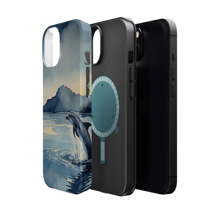 Moonlight Dolphin Watercolor MagSafe iPhone Case - BOGO Cases