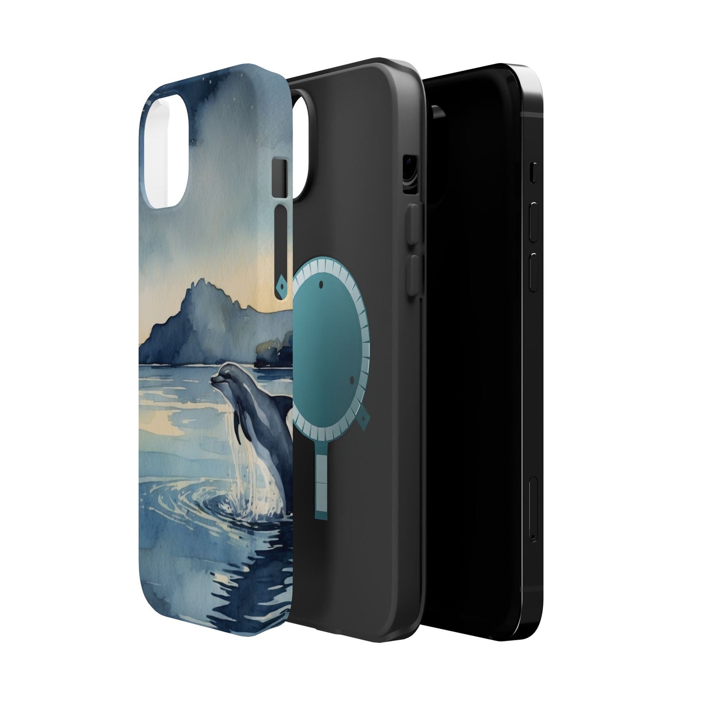 Moonlight Dolphin Watercolor MagSafe iPhone Case - BOGO Cases