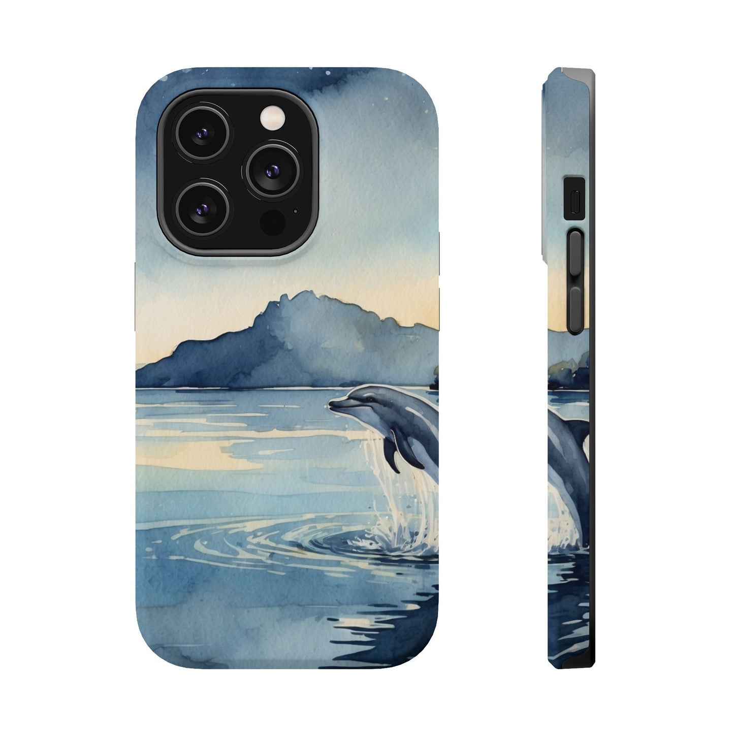 Moonlight Dolphin Watercolor MagSafe iPhone Case - BOGO Cases