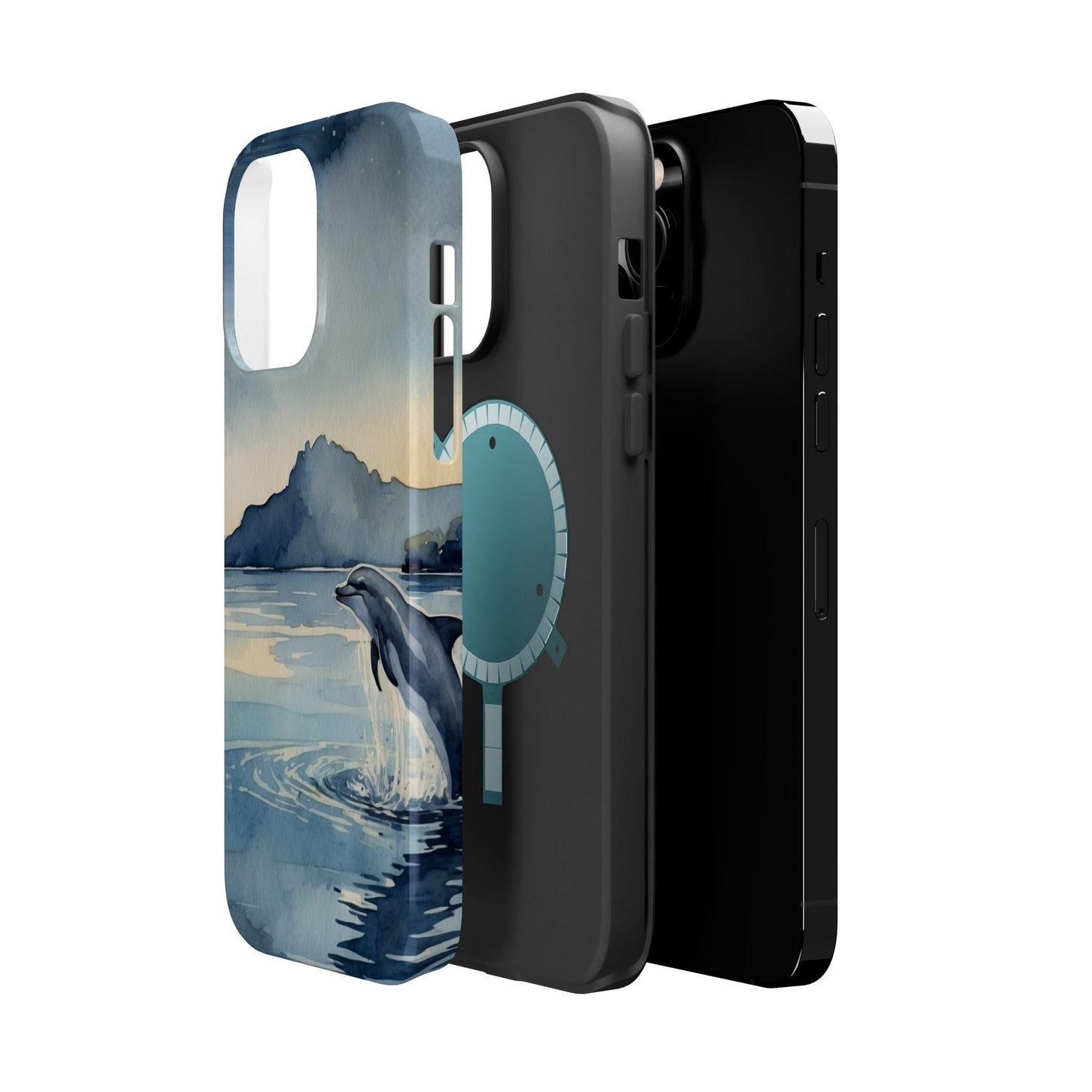 Moonlight Dolphin Watercolor MagSafe iPhone Case - BOGO Cases