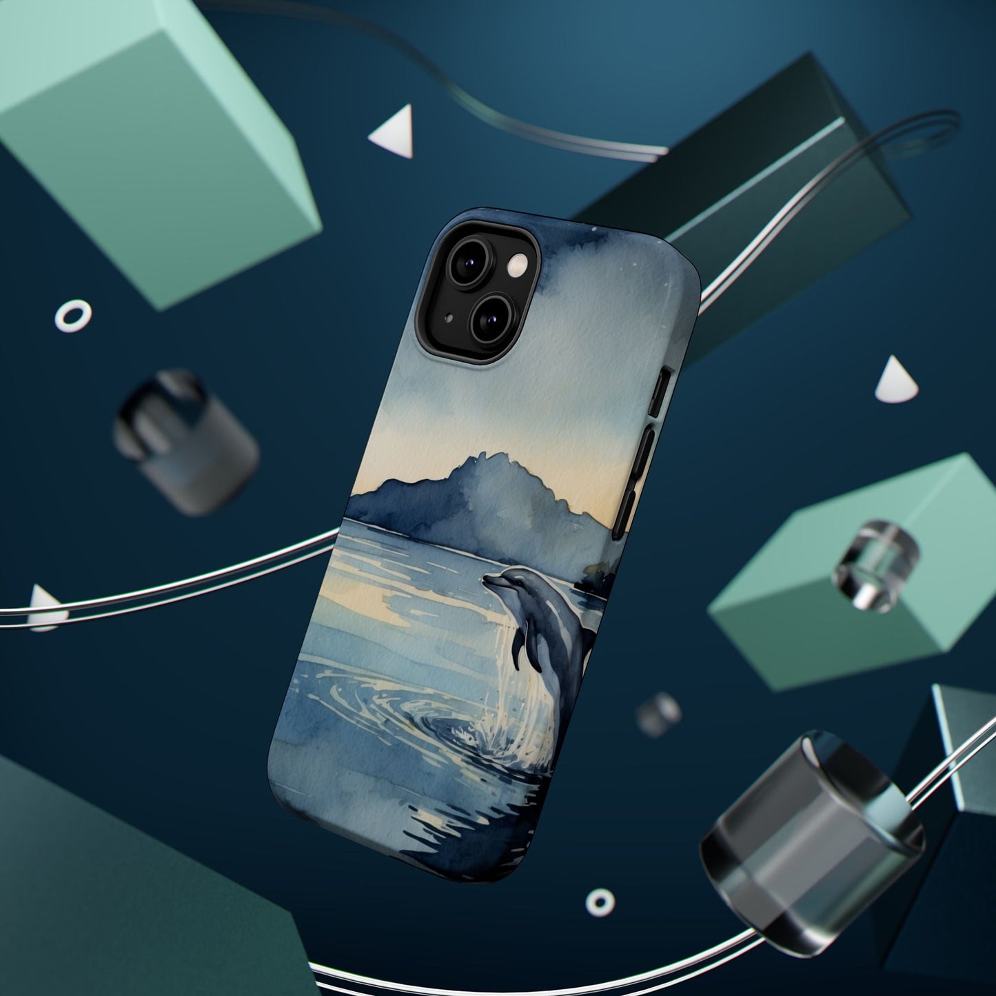Moonlight Dolphin Watercolor MagSafe iPhone Case - BOGO Cases