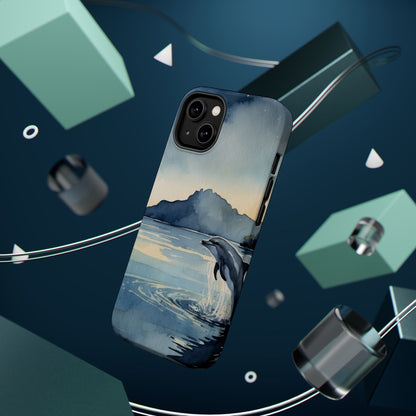 Moonlight Dolphin Watercolor MagSafe iPhone Case - BOGO Cases