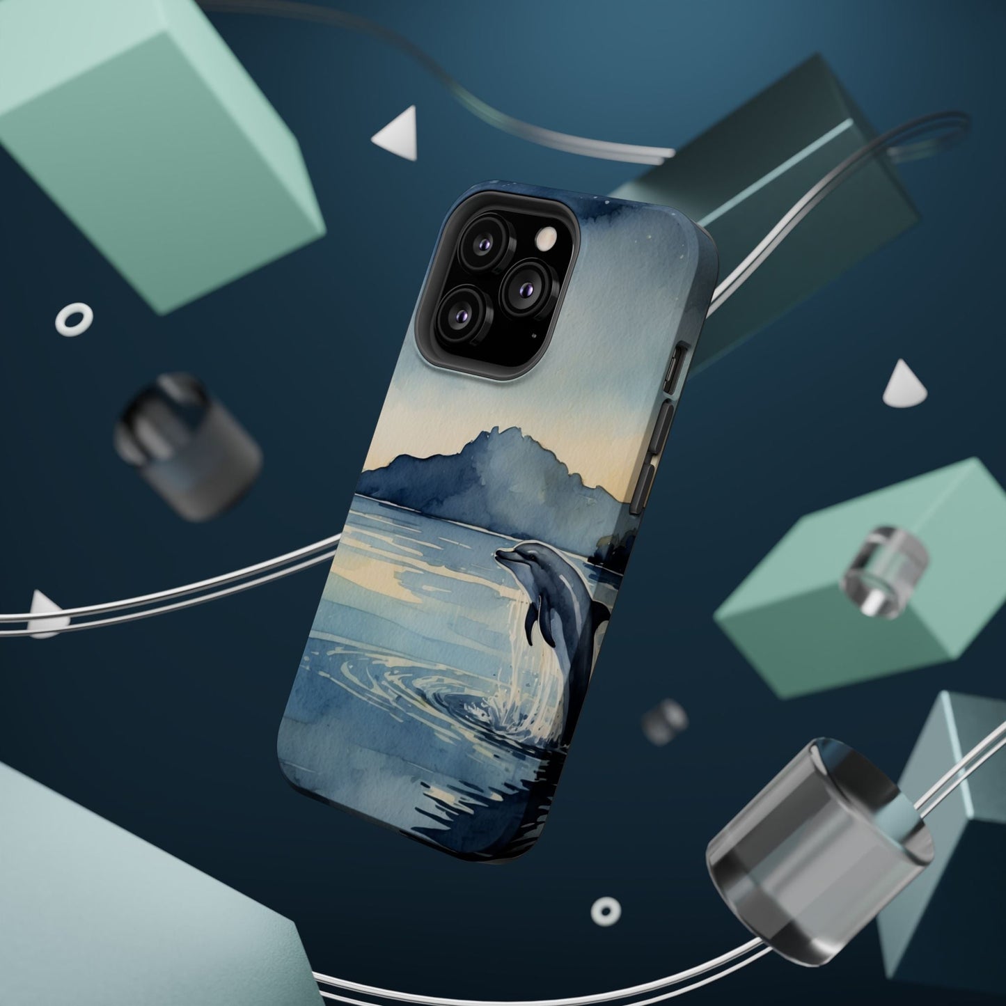 Moonlight Dolphin Watercolor MagSafe iPhone Case - BOGO Cases