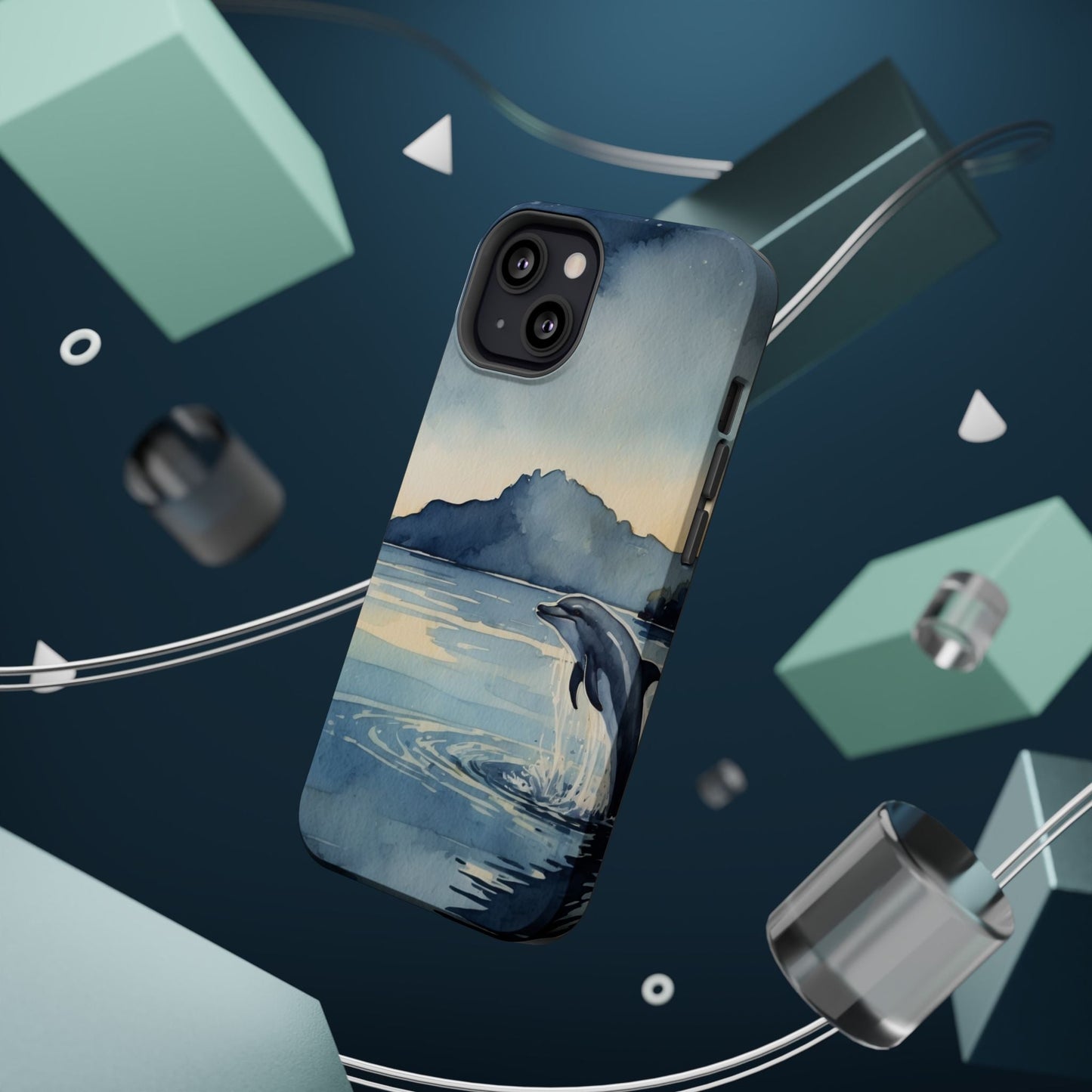 Moonlight Dolphin Watercolor MagSafe iPhone Case - BOGO Cases
