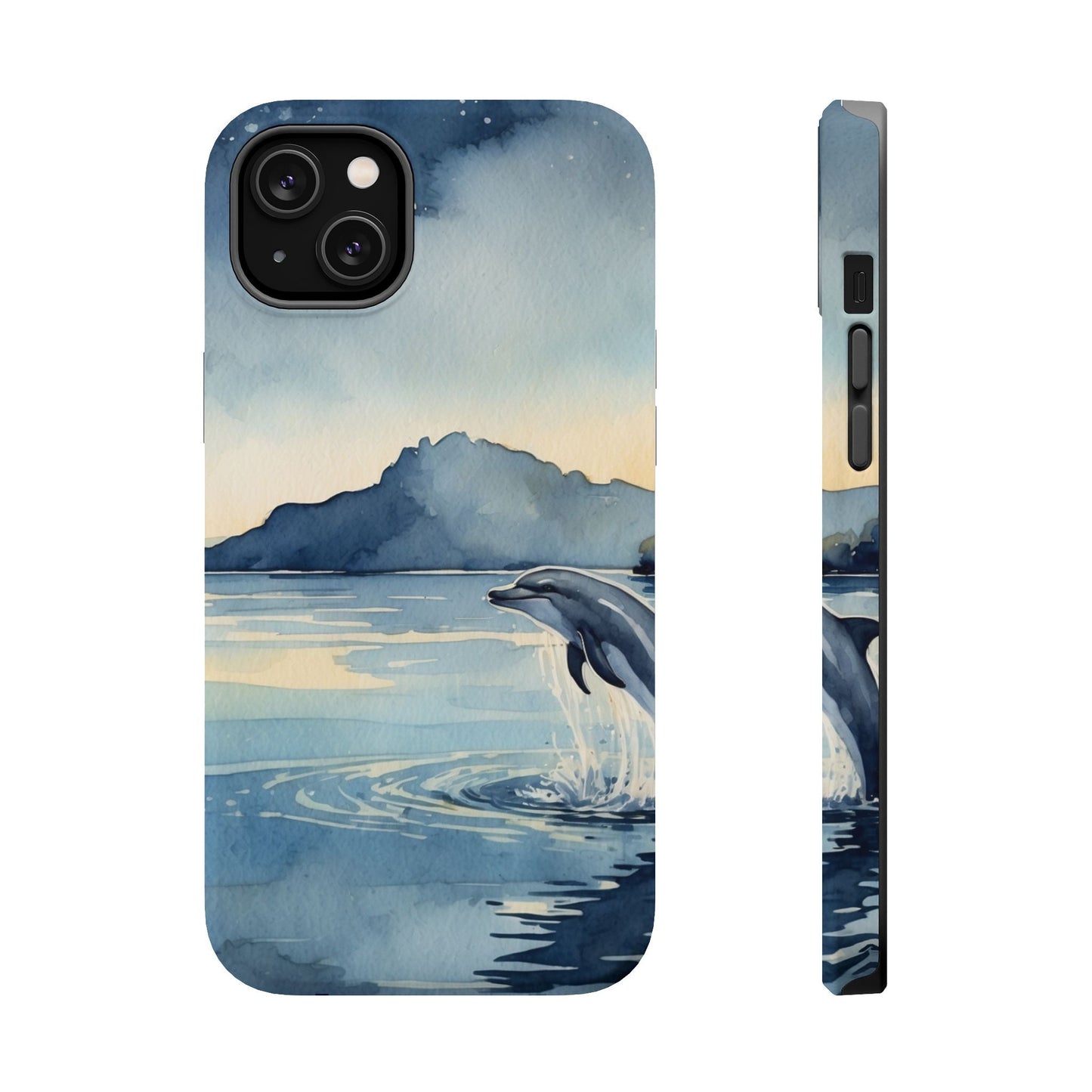 Moonlight Dolphin Watercolor MagSafe iPhone Case - BOGO Cases