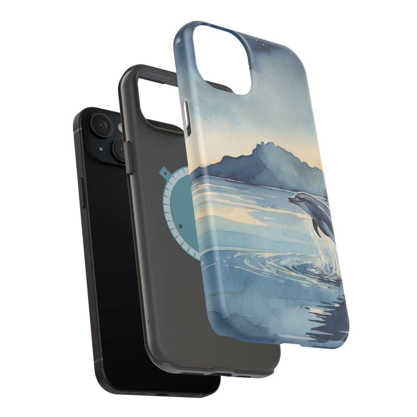 Moonlight Dolphin Watercolor MagSafe iPhone Case - BOGO Cases