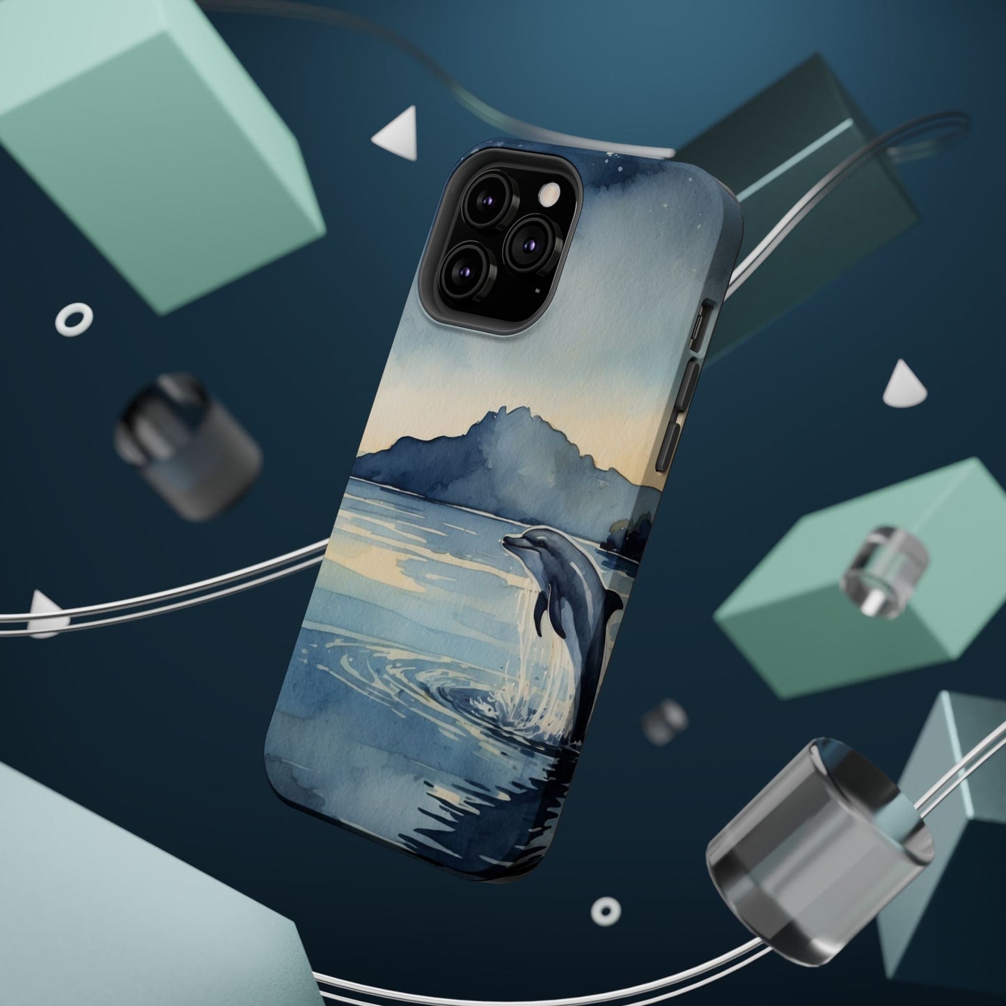 Moonlight Dolphin Watercolor MagSafe iPhone Case - BOGO Cases
