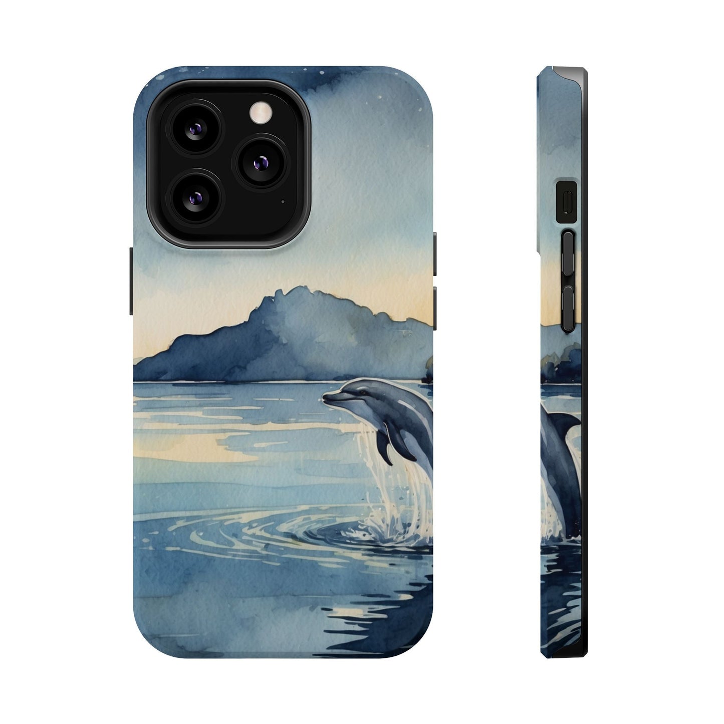 Moonlight Dolphin Watercolor MagSafe iPhone Case - BOGO Cases