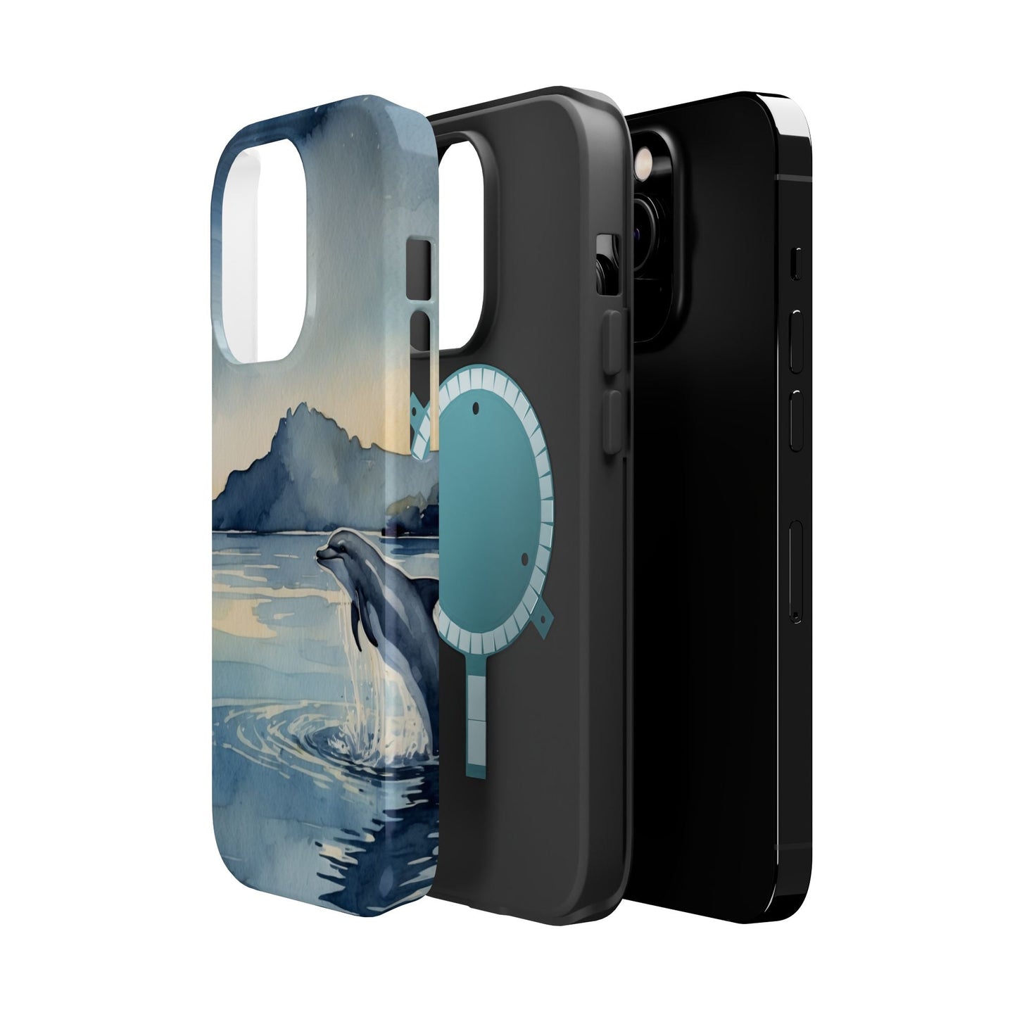 Moonlight Dolphin Watercolor MagSafe iPhone Case - BOGO Cases