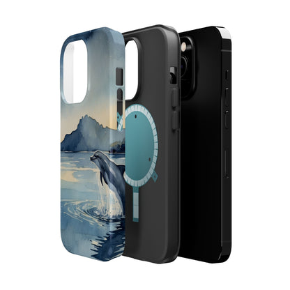 Moonlight Dolphin Watercolor MagSafe iPhone Case - BOGO Cases