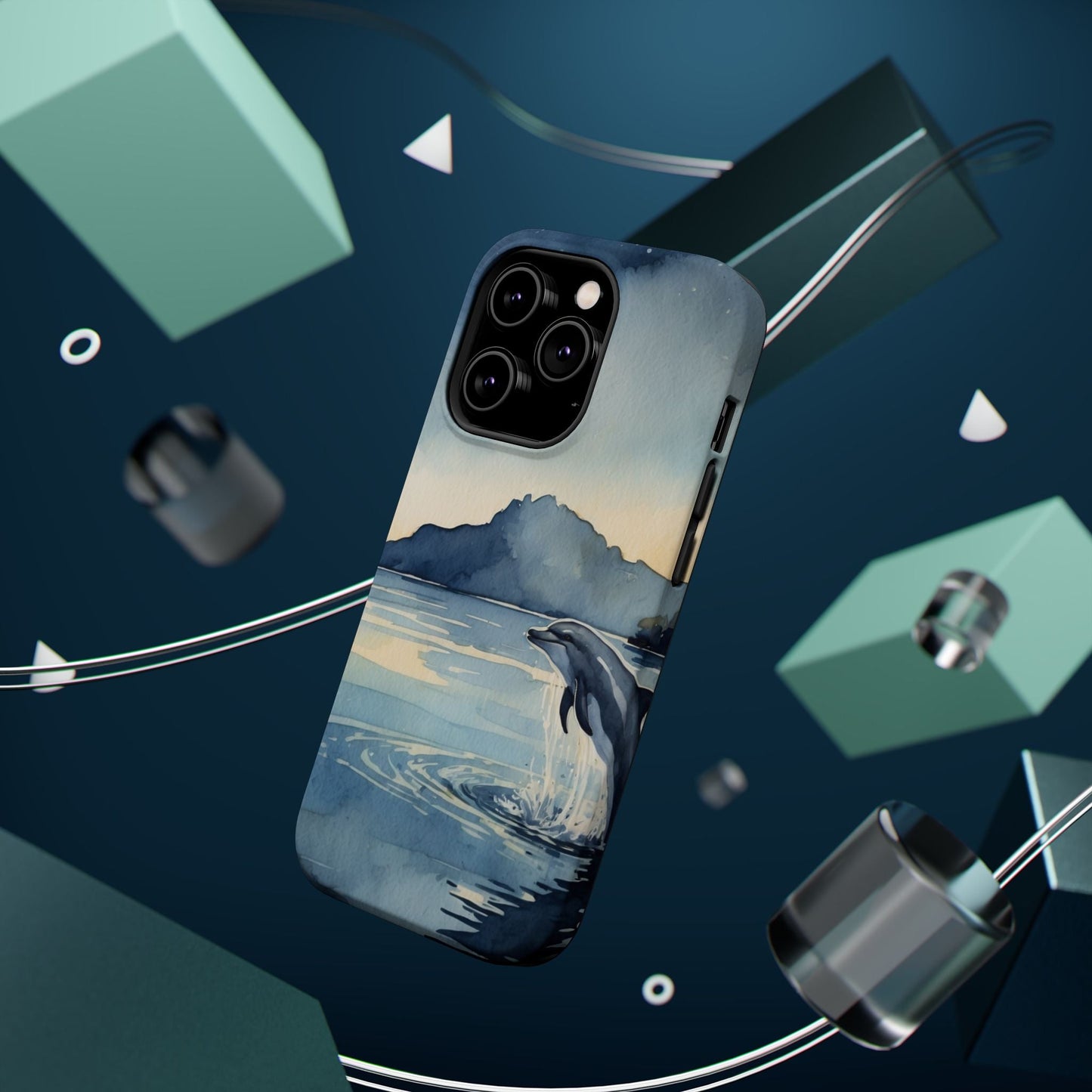 Moonlight Dolphin Watercolor MagSafe iPhone Case - BOGO Cases