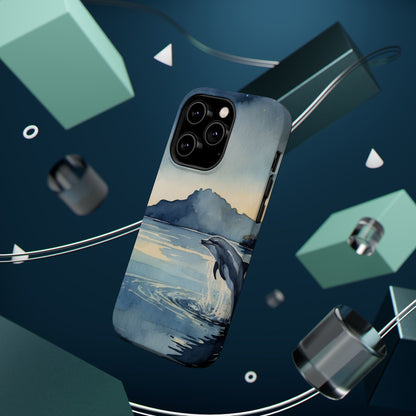 Moonlight Dolphin Watercolor MagSafe iPhone Case - BOGO Cases