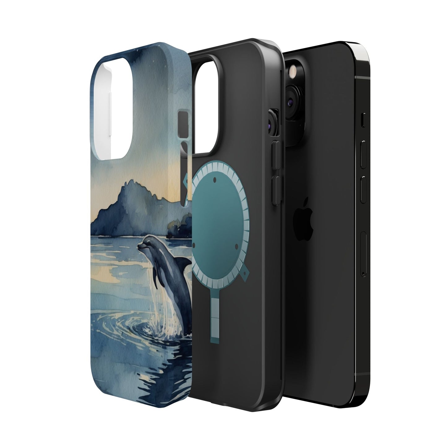 Moonlight Dolphin Watercolor MagSafe iPhone Case - BOGO Cases