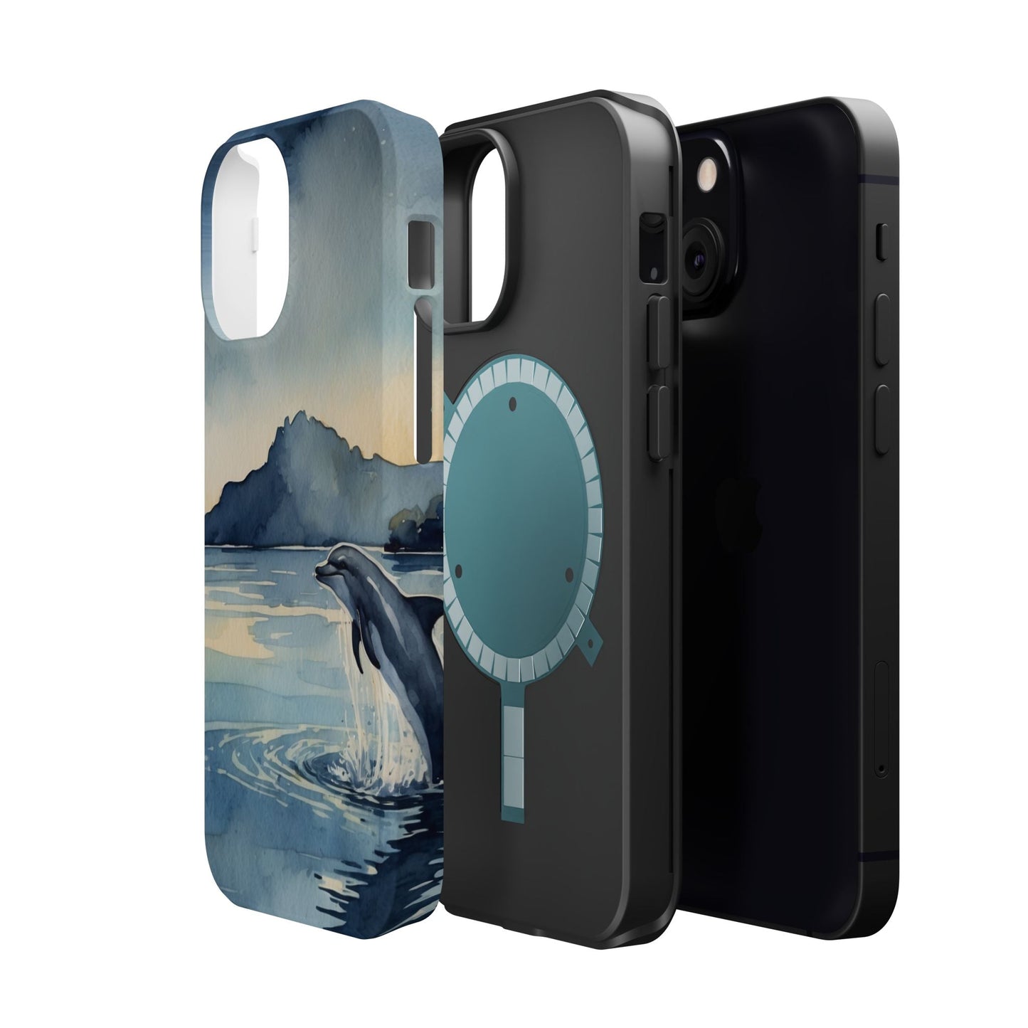 Moonlight Dolphin Watercolor MagSafe iPhone Case - BOGO Cases