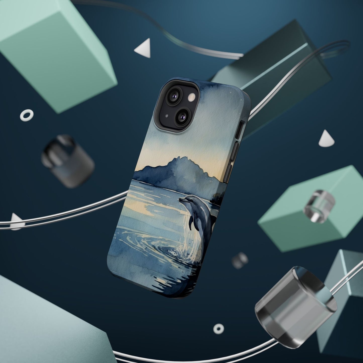 Moonlight Dolphin Watercolor MagSafe iPhone Case - BOGO Cases