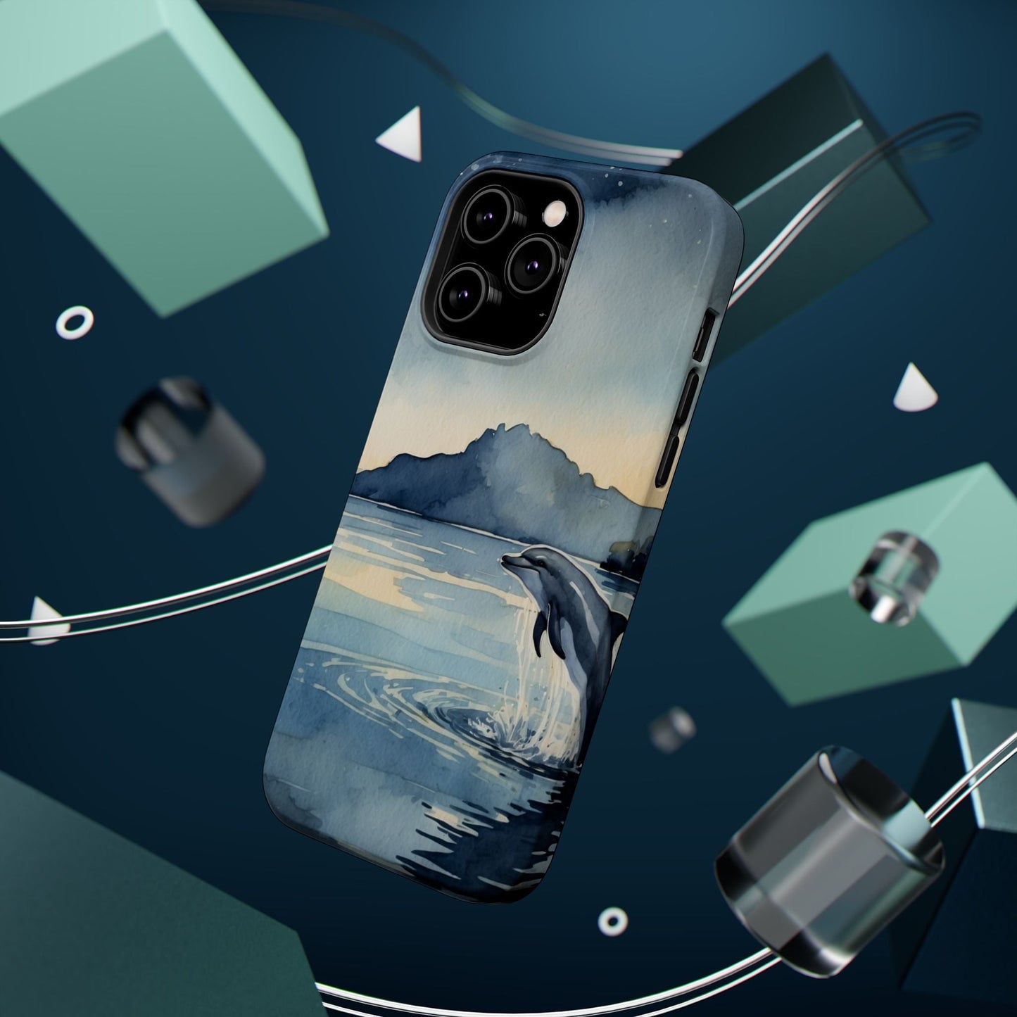 Moonlight Dolphin Watercolor MagSafe iPhone Case - BOGO Cases