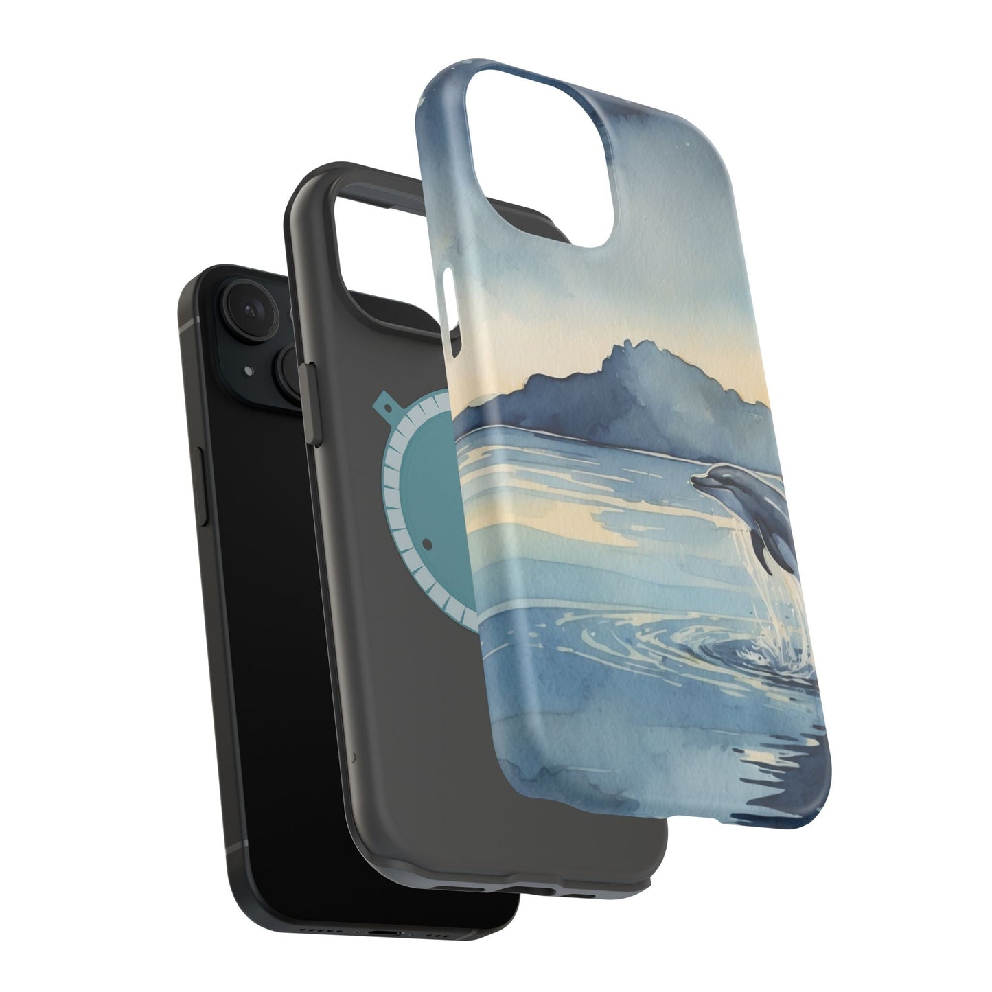 Moonlight Dolphin Watercolor MagSafe iPhone Case - BOGO Cases