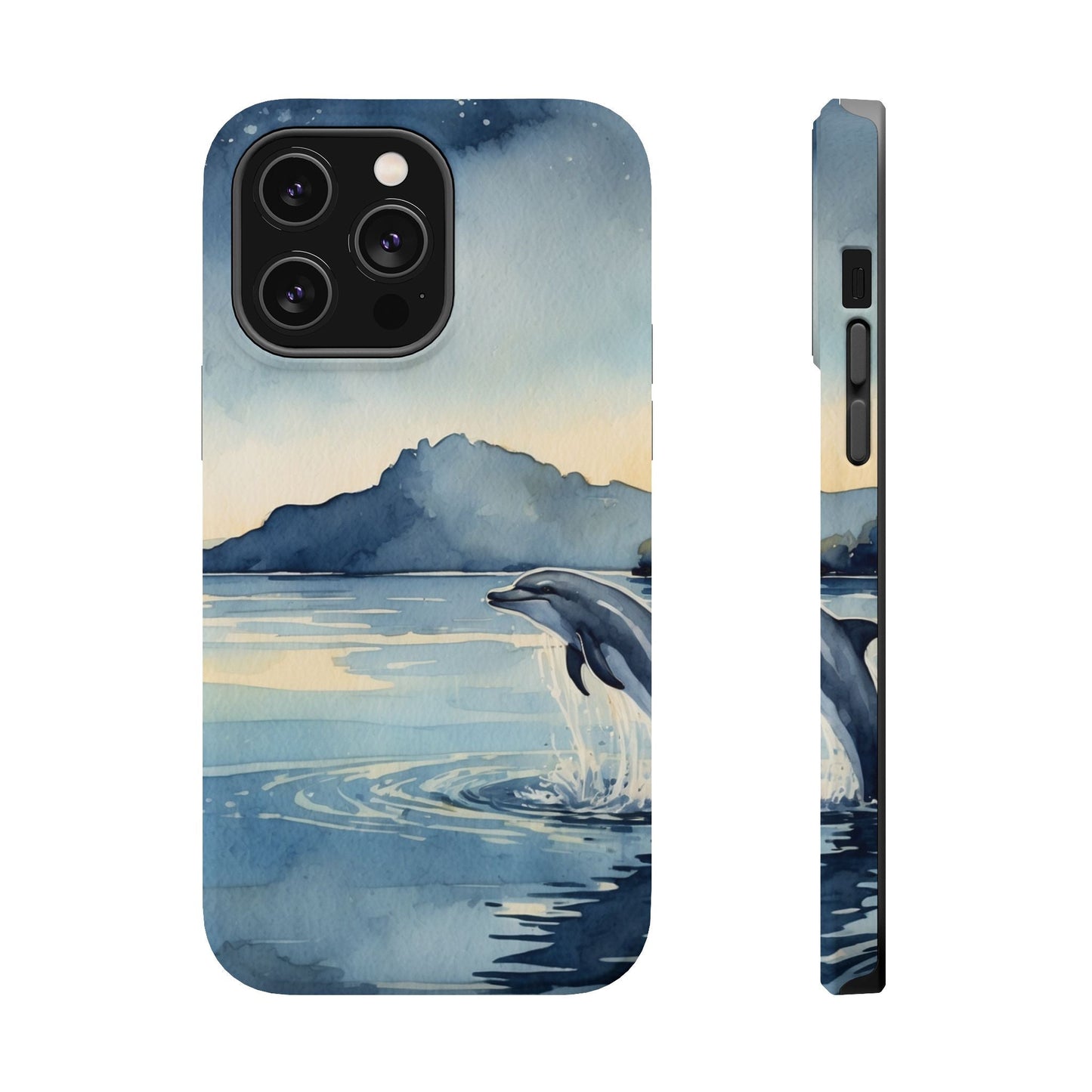 Moonlight Dolphin Watercolor MagSafe iPhone Case - BOGO Cases