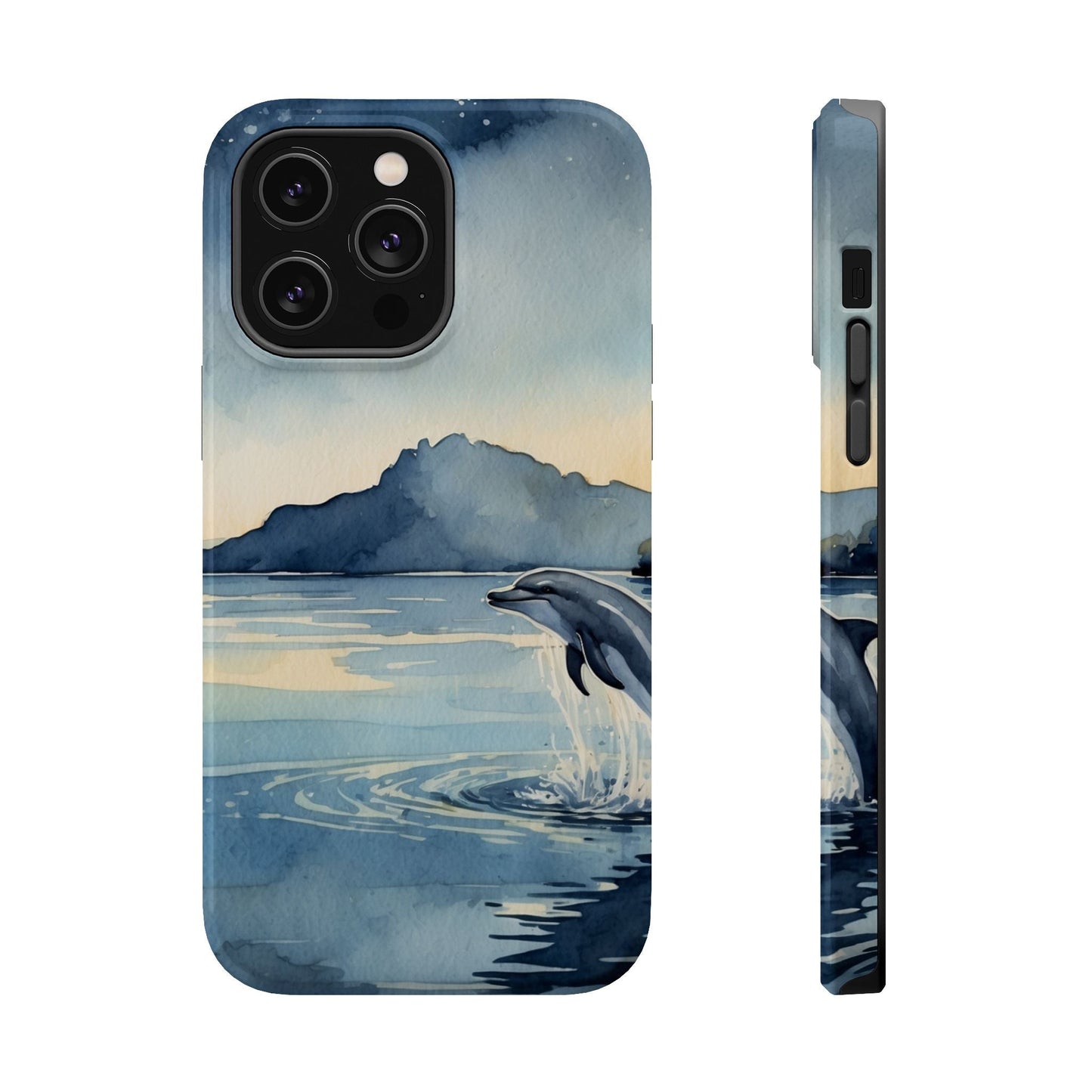 Moonlight Dolphin Watercolor MagSafe iPhone Case - BOGO Cases