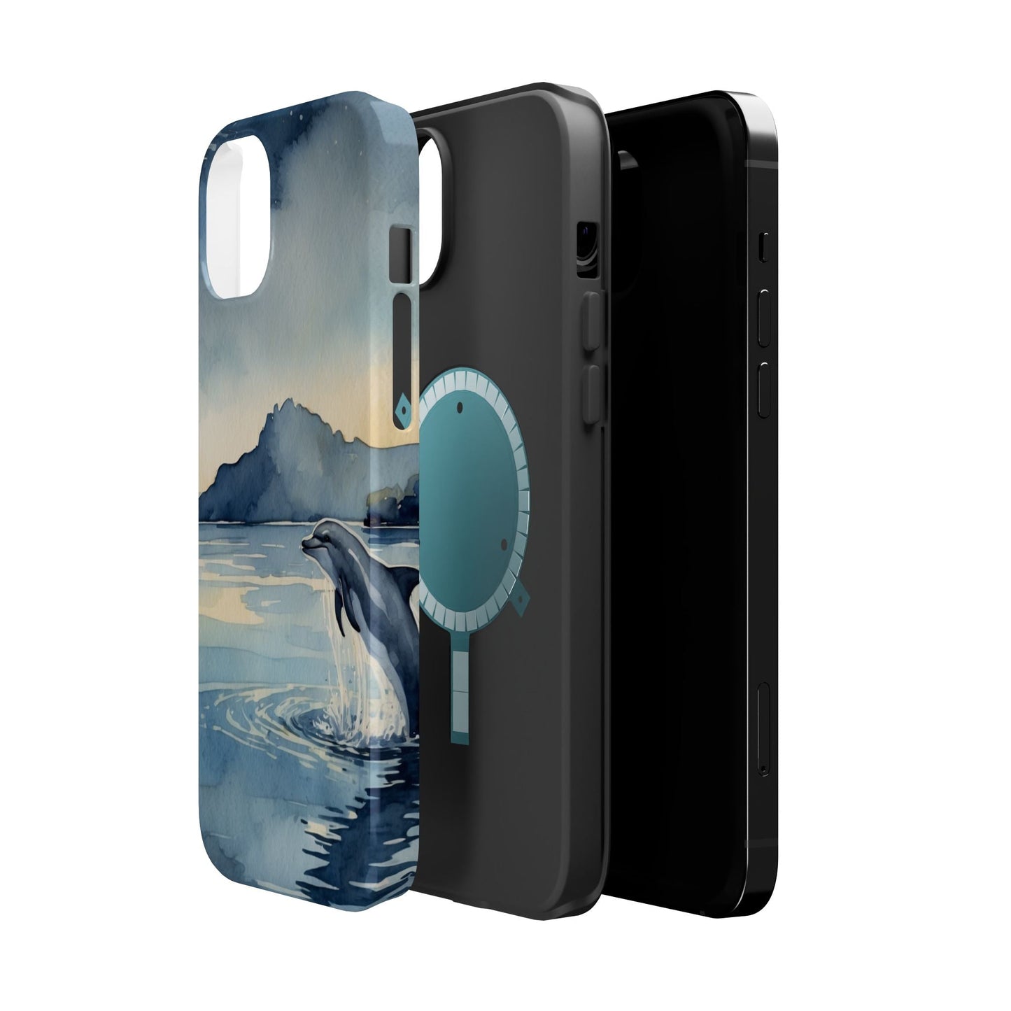 Moonlight Dolphin Watercolor MagSafe iPhone Case - BOGO Cases