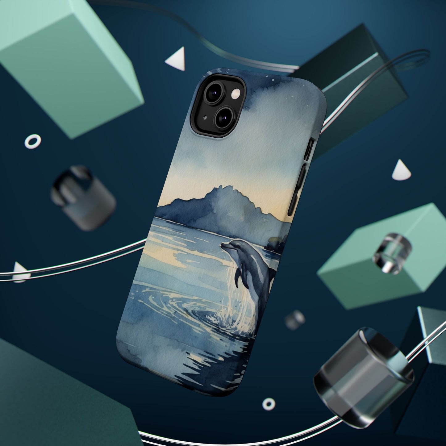 Moonlight Dolphin Watercolor MagSafe iPhone Case - BOGO Cases