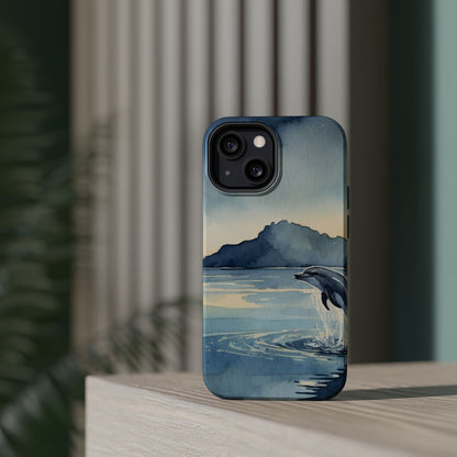 Moonlight Dolphin Watercolor MagSafe iPhone Case - BOGO Cases