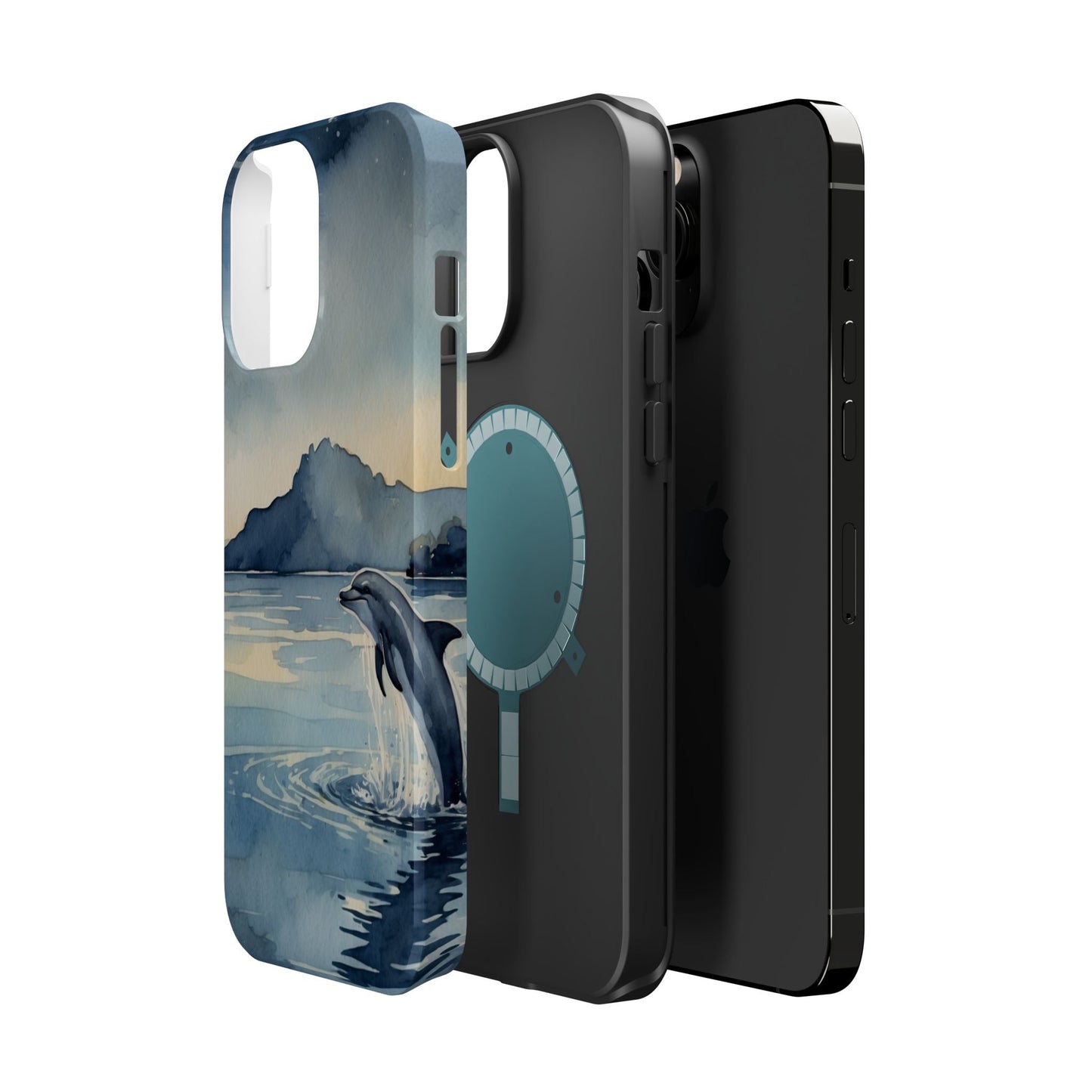 Moonlight Dolphin Watercolor MagSafe iPhone Case - BOGO Cases