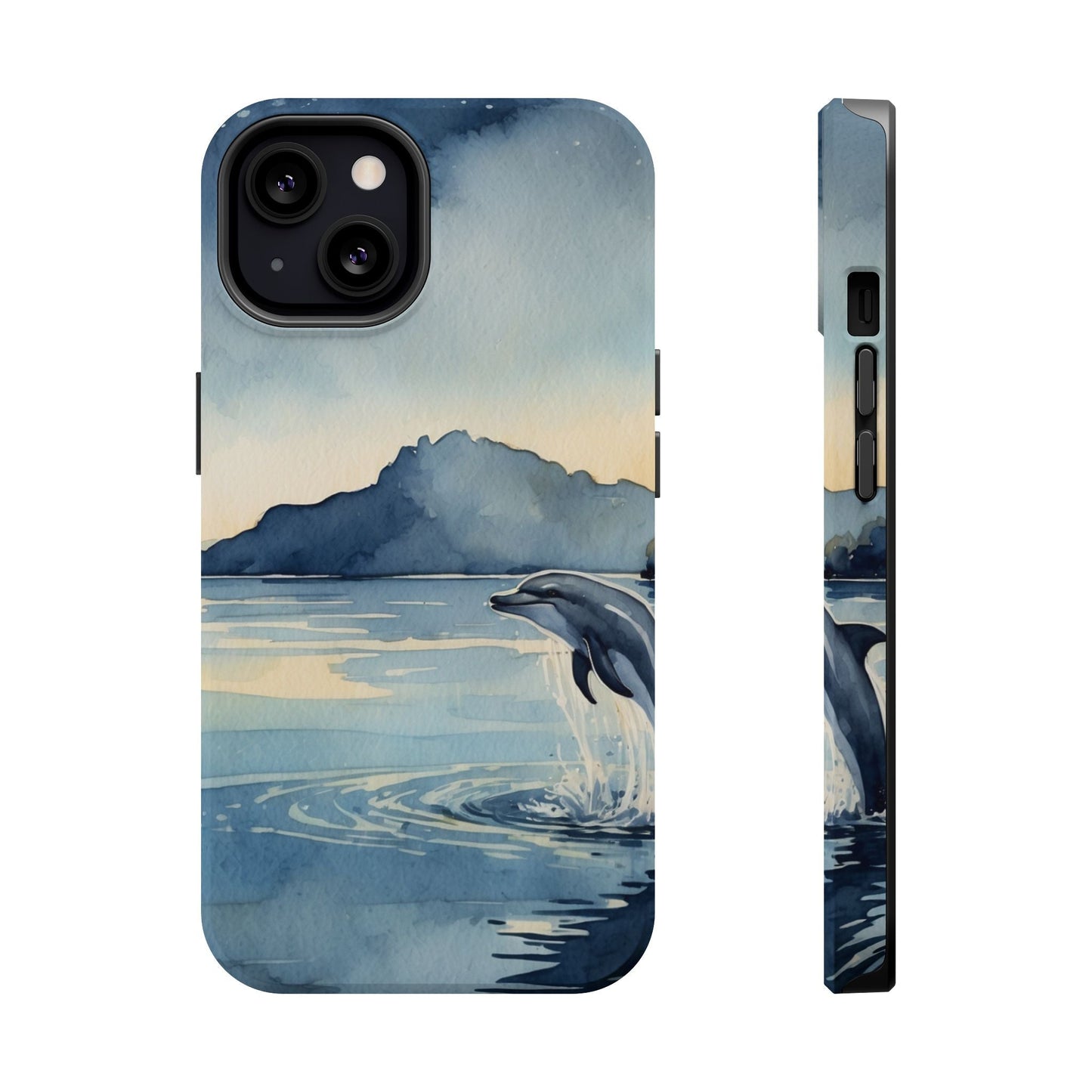 Moonlight Dolphin Watercolor MagSafe iPhone Case - BOGO Cases