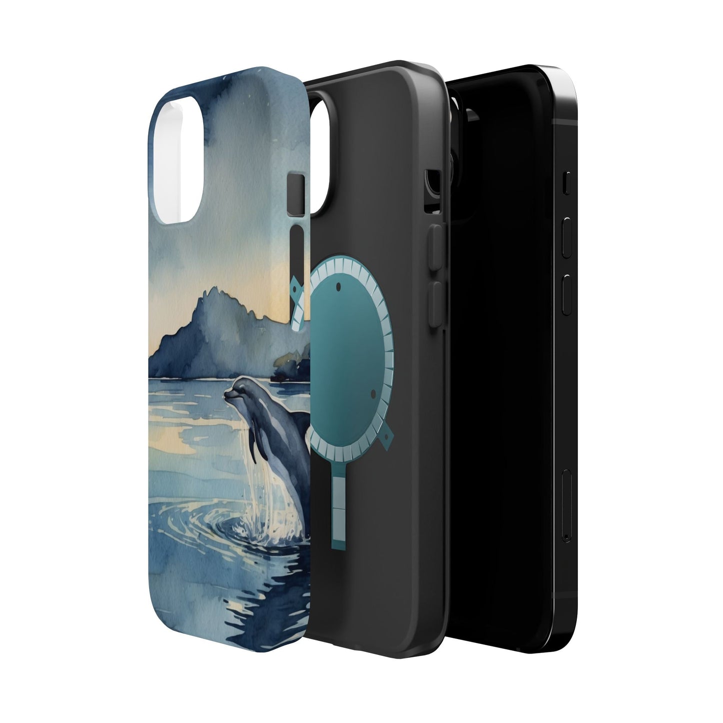 Moonlight Dolphin Watercolor MagSafe iPhone Case - BOGO Cases