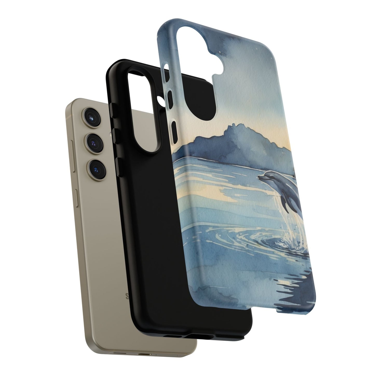 Moonlit Dolphin Watercolor Samsung Galaxy Case - BOGO Cases