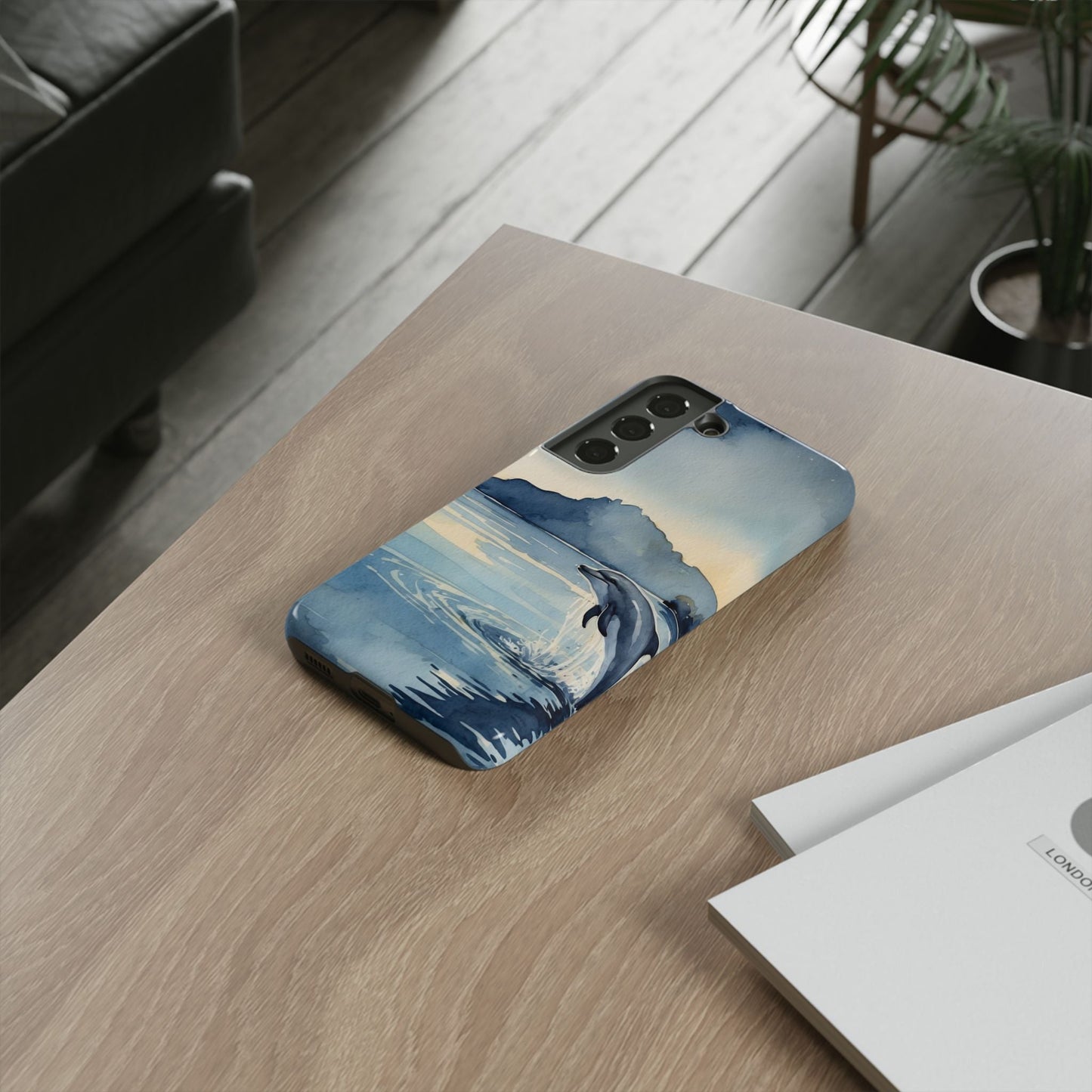 Moonlit Dolphin Watercolor Samsung Galaxy Case - BOGO Cases
