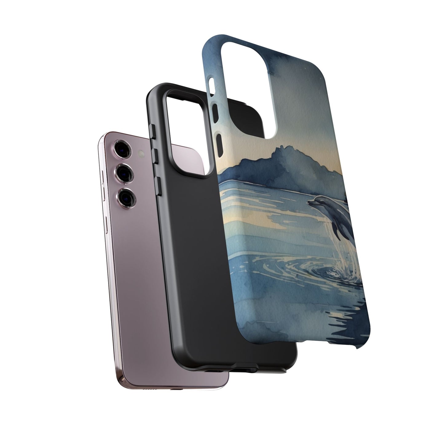 Moonlit Dolphin Watercolor Samsung Galaxy Case - BOGO Cases