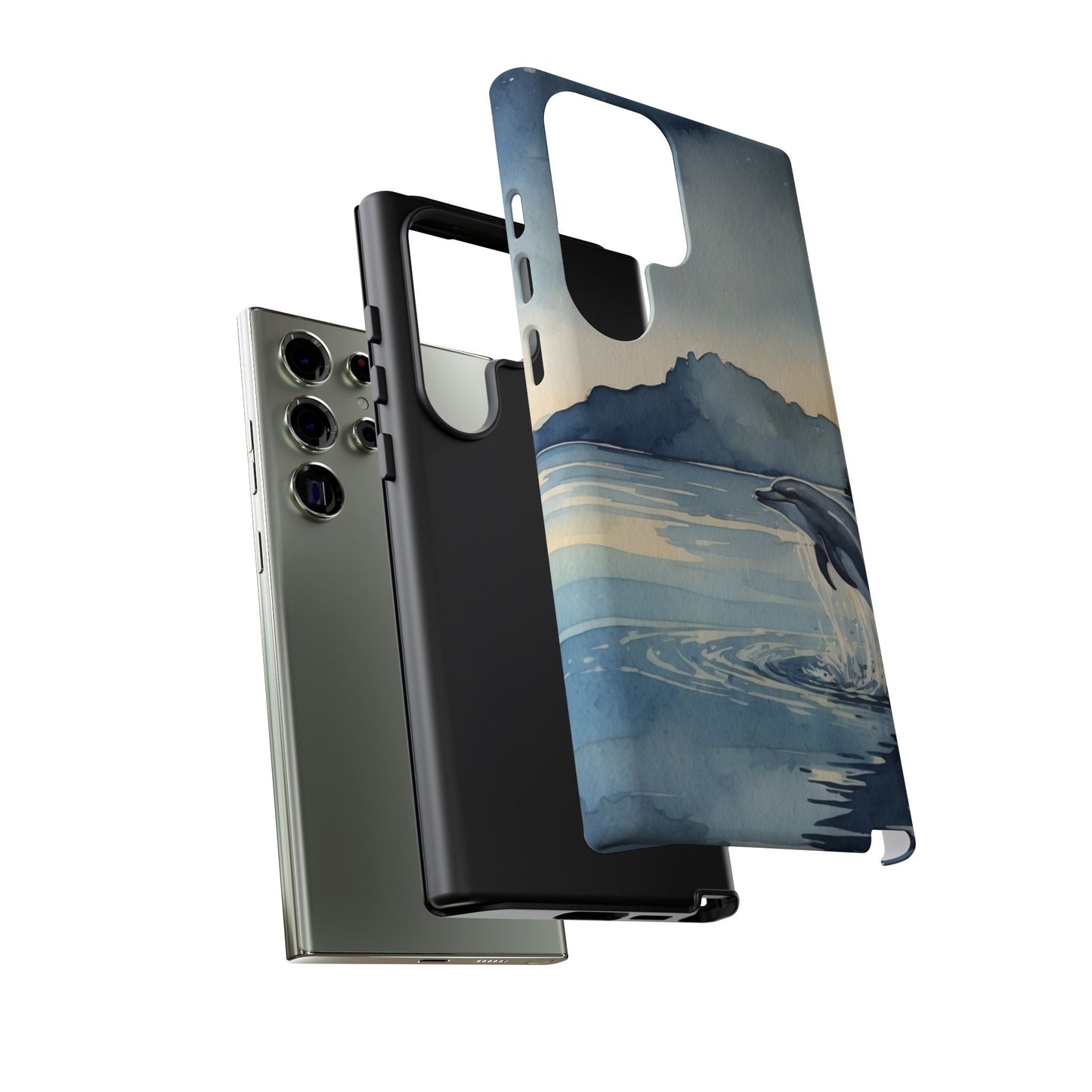 Moonlit Dolphin Watercolor Samsung Galaxy Case - BOGO Cases