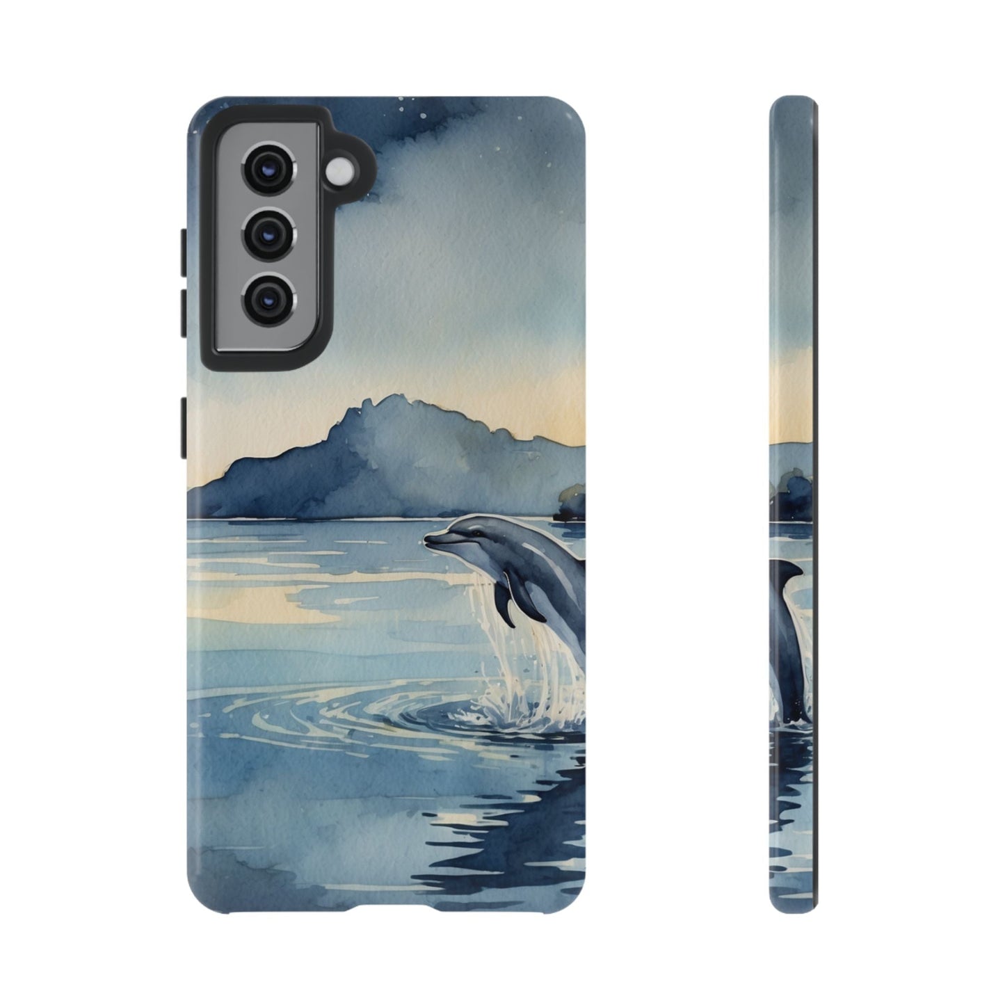 Moonlit Dolphin Watercolor Samsung Galaxy Case - BOGO Cases