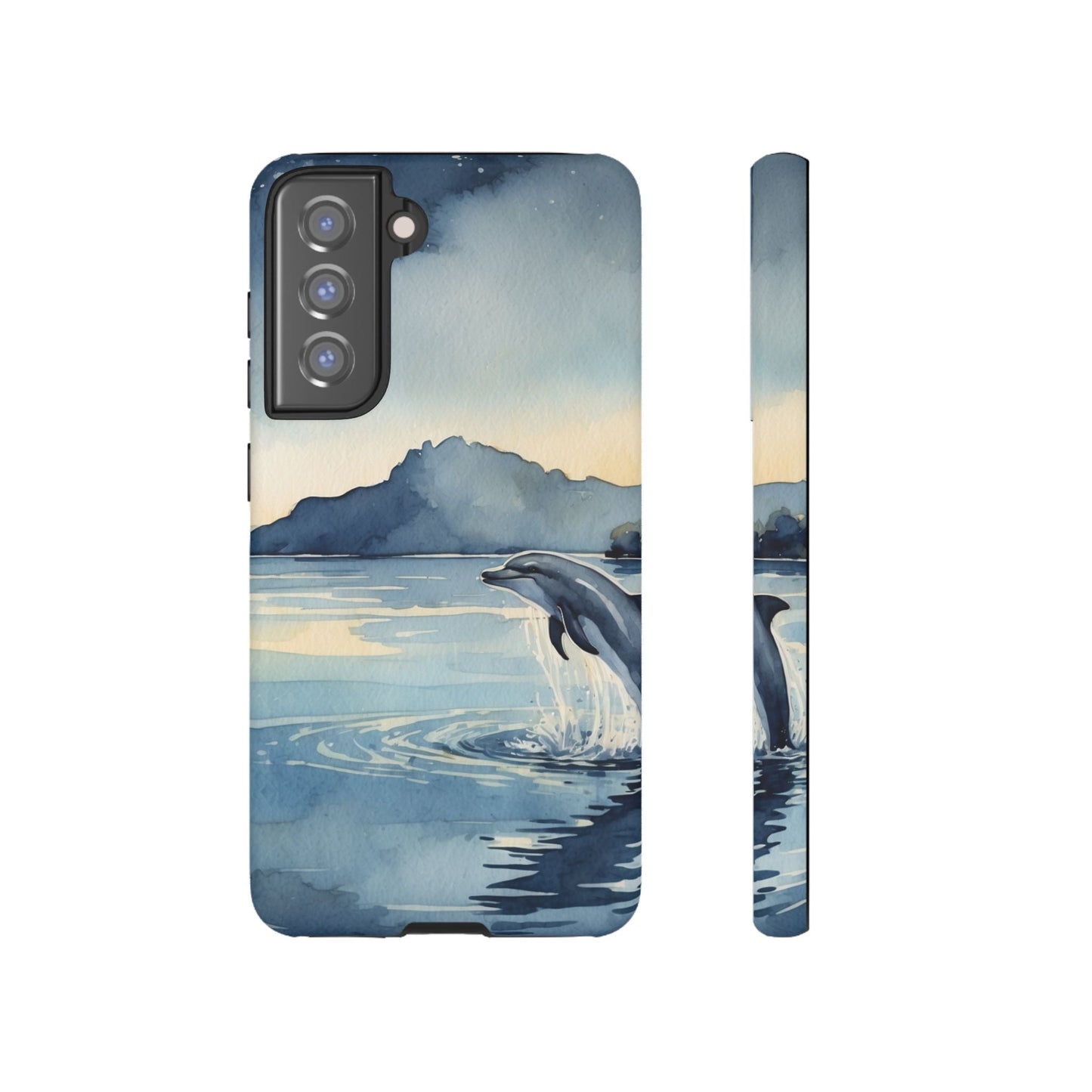 Moonlit Dolphin Watercolor Samsung Galaxy Case - BOGO Cases