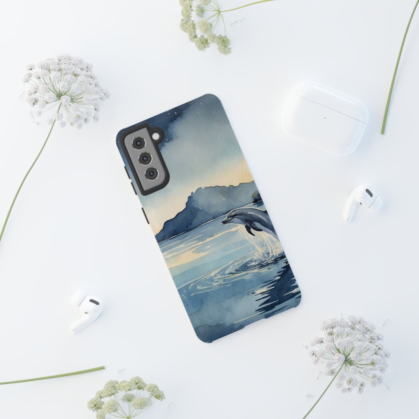Moonlit Dolphin Watercolor Samsung Galaxy Case - BOGO Cases