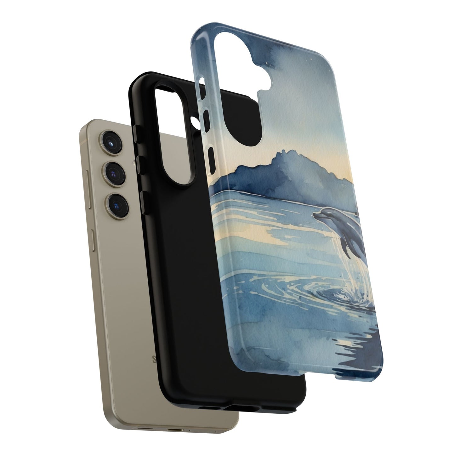 Moonlit Dolphin Watercolor Samsung Galaxy Case - BOGO Cases