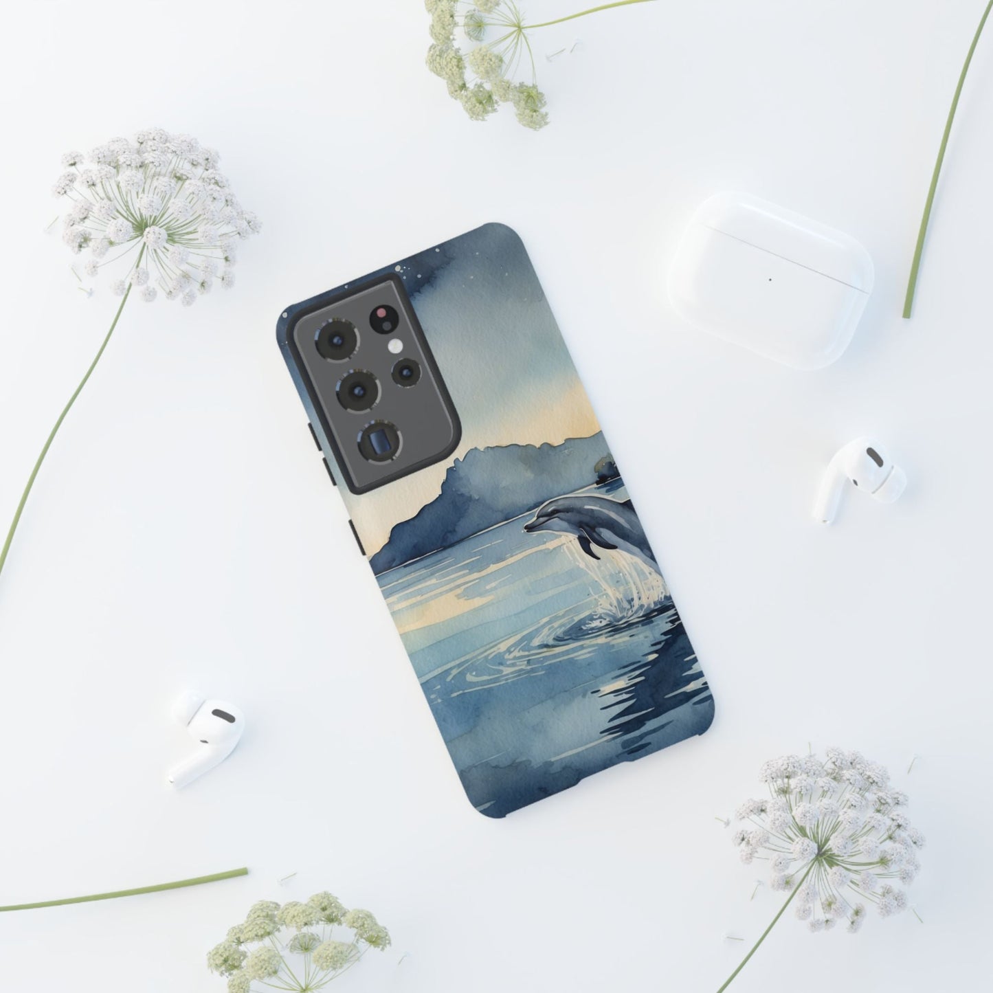 Moonlit Dolphin Watercolor Samsung Galaxy Case - BOGO Cases