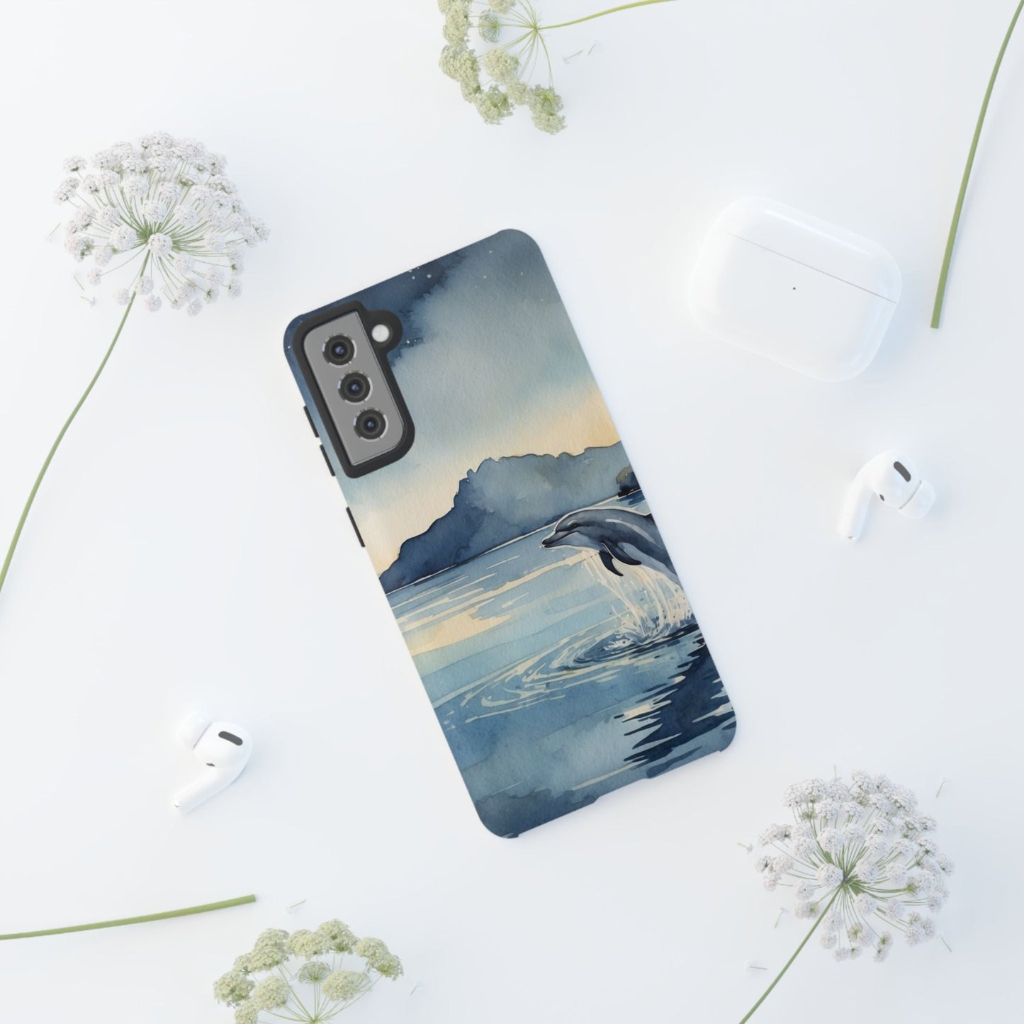 Moonlit Dolphin Watercolor Samsung Galaxy Case - BOGO Cases