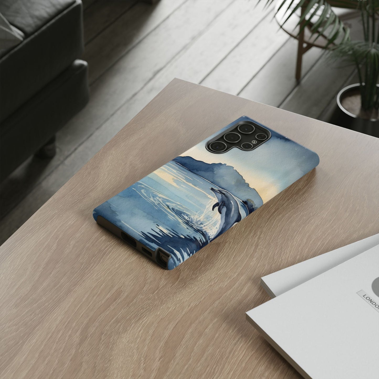 Moonlit Dolphin Watercolor Samsung Galaxy Case - BOGO Cases