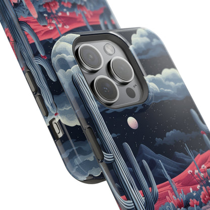 Moonlit Saguaro MagSafe Case – Enigmatic Desert Night for iPhone 15, 14, and 13 Series - BOGO Cases