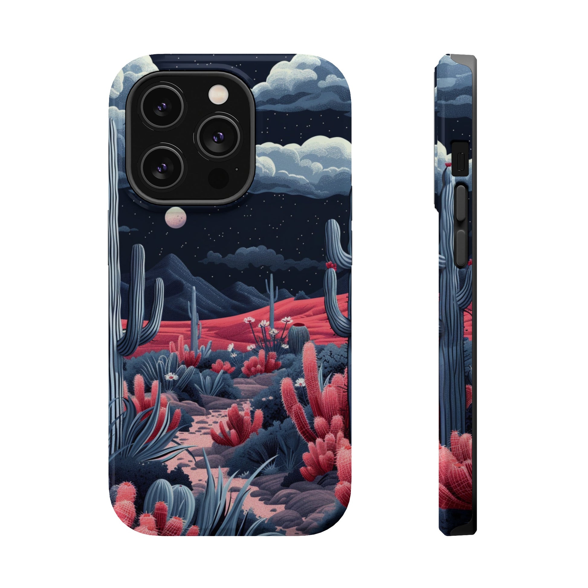 Moonlit Saguaro MagSafe Case – Enigmatic Desert Night for iPhone 15, 14, and 13 Series - BOGO Cases