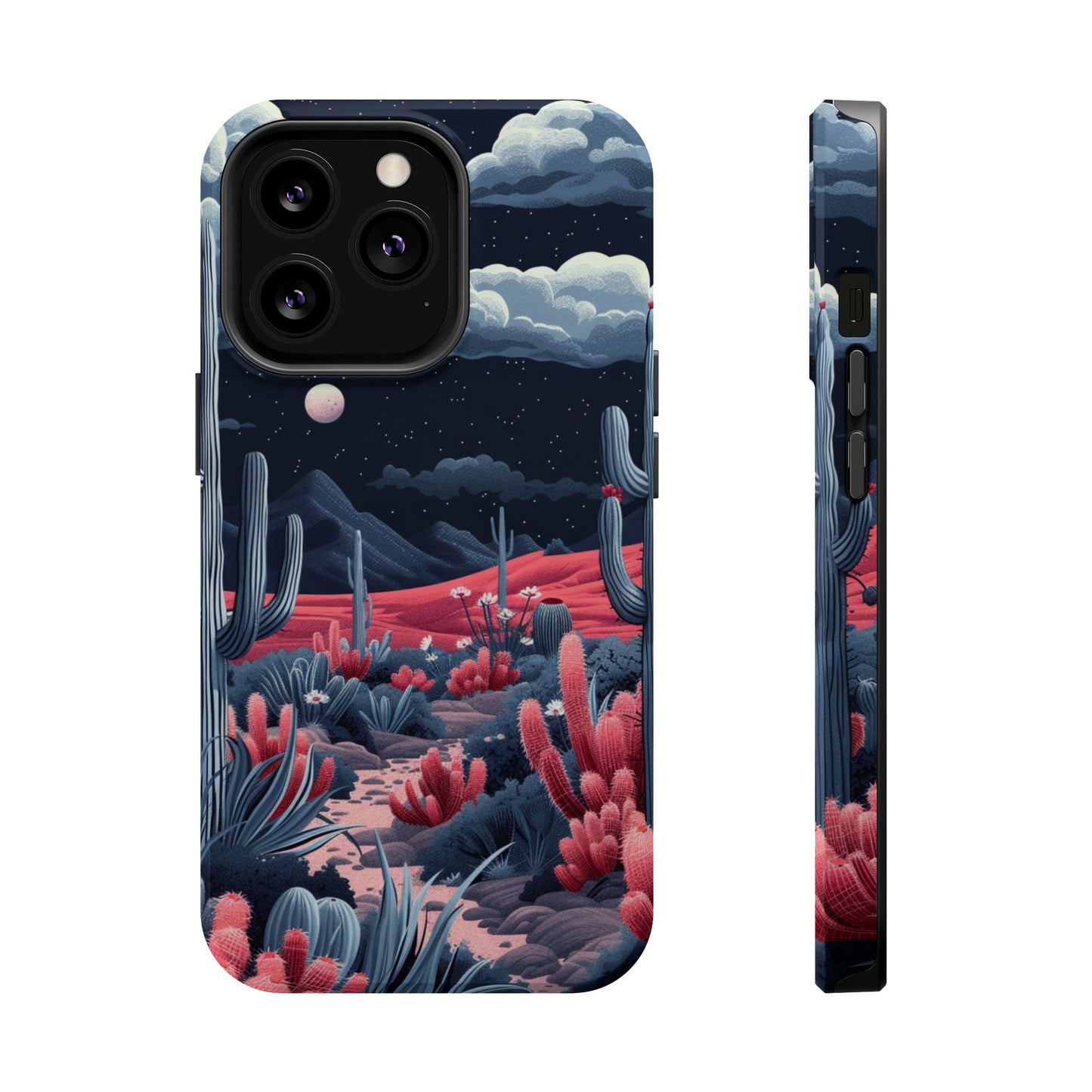 Moonlit Saguaro MagSafe Case – Enigmatic Desert Night for iPhone 15, 14, and 13 Series - BOGO Cases