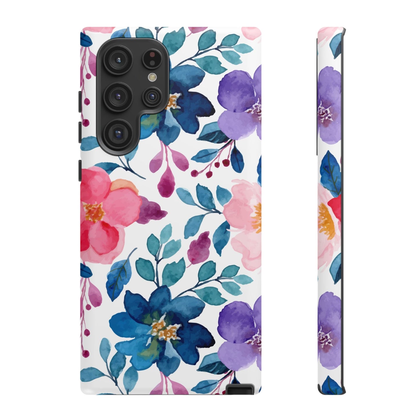 Mystic Bloom – Samsung Galaxy Case with Blue & Pink Watercolor Florals - BOGO Cases