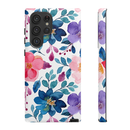 Mystic Bloom – Samsung Galaxy Case with Blue & Pink Watercolor Florals - BOGO Cases