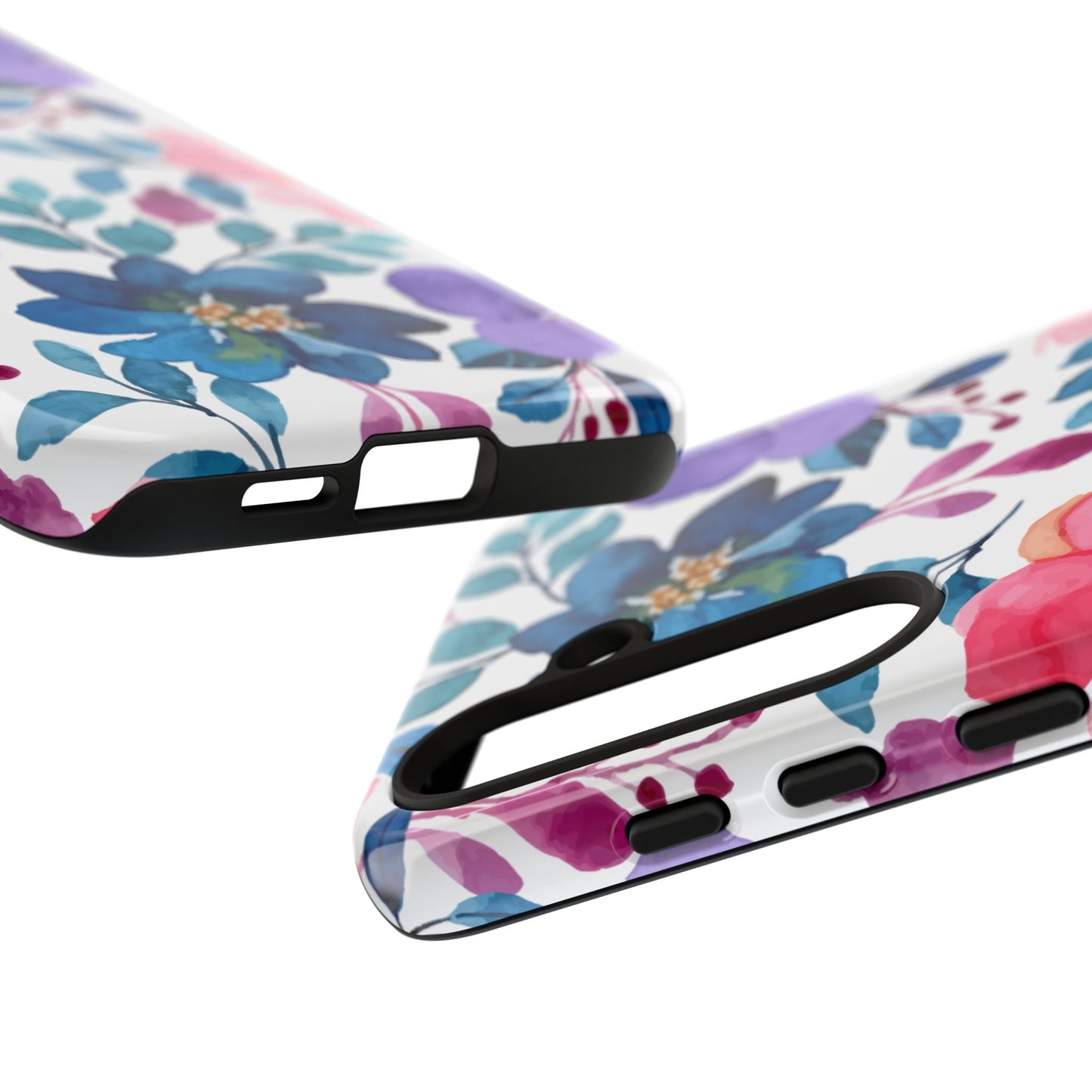 Mystic Bloom – Samsung Galaxy Case with Blue & Pink Watercolor Florals - BOGO Cases