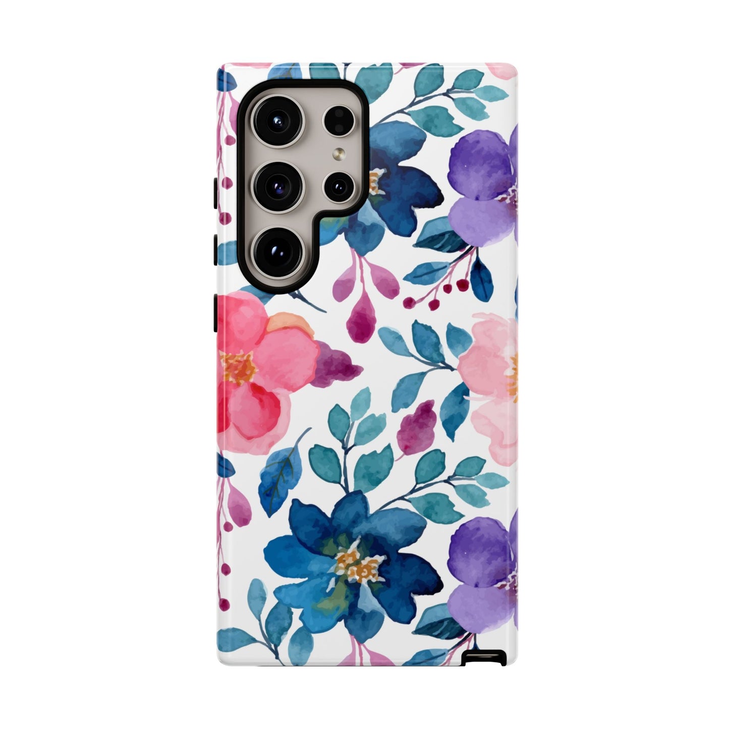 Mystic Bloom – Samsung Galaxy Case with Blue & Pink Watercolor Florals - BOGO Cases