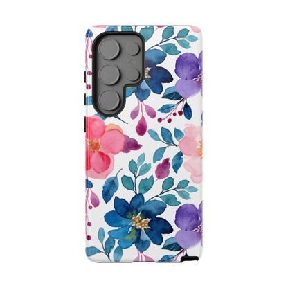 Mystic Bloom – Samsung Galaxy Case with Blue & Pink Watercolor Florals - BOGO Cases