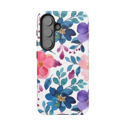 Mystic Bloom – Samsung Galaxy Case with Blue & Pink Watercolor Florals - BOGO Cases